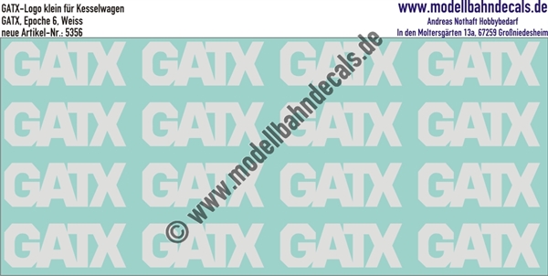 "Nass-Schiebebilder: GATX-Logo zusammenlaufend für Kesselwagen, Weiss. Artikel-Nummer: 5356"