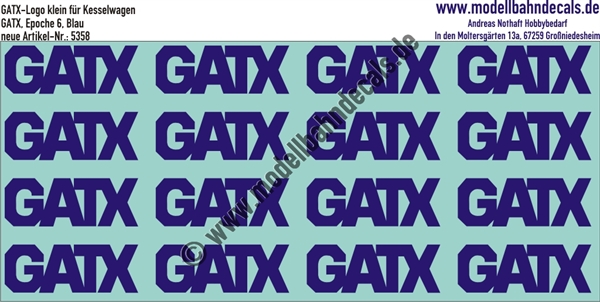 "Nass-Schiebebilder: GATX-Logo zusammenlaufend für Kesselwagen, Blau. Artikel-Nummer: 5358"