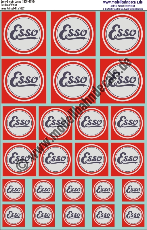 Nass-Schiebebilder: Esso Logos (1937-1950). Artikel-Nummer: 5387
