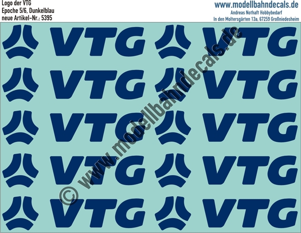 Nass-Schiebebilder: VTG aktuelles Logo - Dunkelblau. Artikel-Nummer: 5395