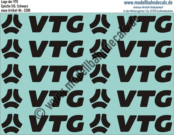 Nass-Schiebebilder: VTG aktuelles Logo - Schwarz. Artikel-Nummer: 5398