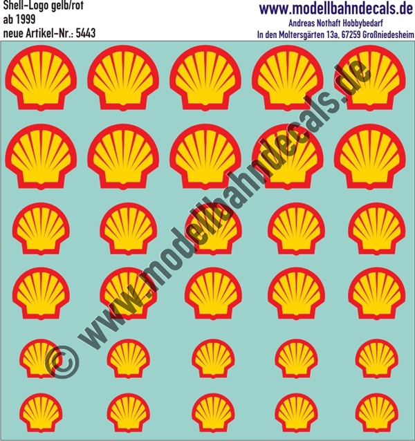 Nass-Schiebebilder: Shell Muschel ohne Schriftzug (ab 1999). Artikel-Nummer: 5443