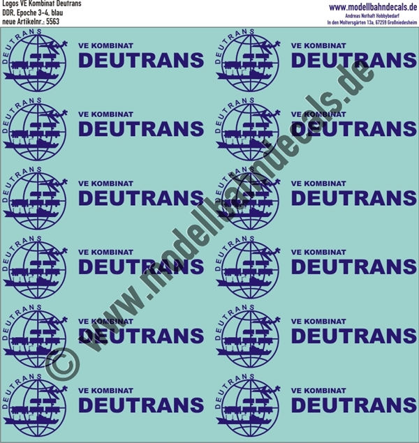 Nass-Schiebebilder: Deutrans-Logo Blau. Artikel-Nummer: 5563