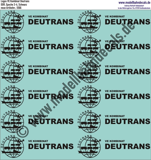 Nass-Schiebebilder: Deutrans-Logo Schwarz. Artikel-Nummer: 5566