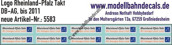 Nass-Schiebebilder: Rheinland-Pfalz Takt neu (bis ca. 2011). Artikel-Nummer: 5583