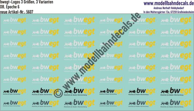 Nass-Schiebebilder: bwegt-Logo (Baden-Württemberg) in 3 Größen und 3 Farbvarianten, Artikel-Nummer: 5607