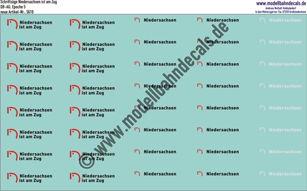Nass-Schiebebilder: Niedersachsen (ist am Zug). Artikel-Nummer: 5610