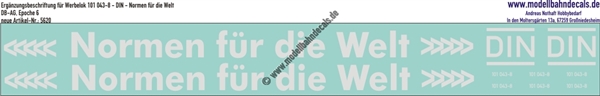 Nass-Schiebebilder: Ergänzungsbeschriftung für Werbelok 101 043-8 - DIN - Normen für die Welt. Artikel-Nummer: 5620