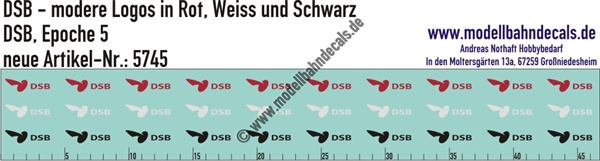 "Nass-Schiebebilder: DSB aktuelles Logo 3x 10 Stück in Weiss, Schwarz und Dunkelrot. Artikel-Nummer: 5745"