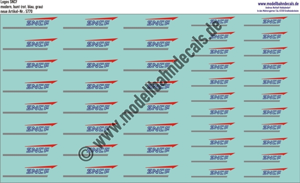 "Nass-Schiebebilder: SNCF-Embleme modern, bunt, Verwendung 1992-2005. Artikel-Nummer: 5770"