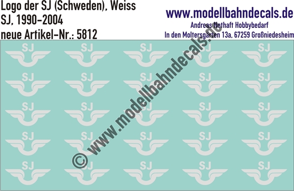"Nass-Schiebebilder: SJ-Embleme 1990-2004, Weiss. Artikel-Nummer: 5812"