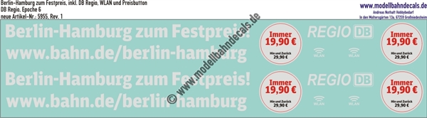"Nass-Schiebebilder: Berlin-Hamburg zum Festpreis inkl. DB-Regio, WLAN und Preisbutton. Artikel-Nummer: 5955"