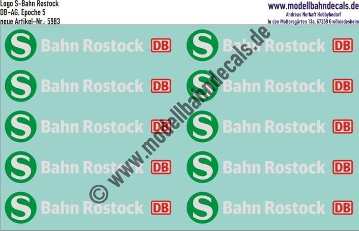 Nass-Schiebebilder: Logos S-Bahn Rostock. Artikel-Nummer: 5983