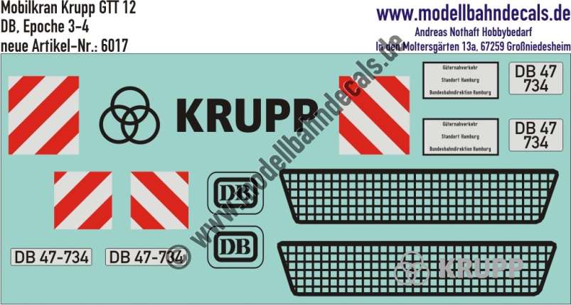 Nass-Schiebebilder: Mobilkran Krupp GTT 12. Artikel-Nummer: 6017
