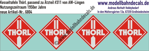 "Nass-Schiebebilder: Kesseltafeln mit Schrauben-Andeutungen für Thörl-Kesselwagen - passend zu Ätzteil #311 von AW Lingen, Nutzungszeitraum 1950er Jahre. Artikel-Nummer: 6804"