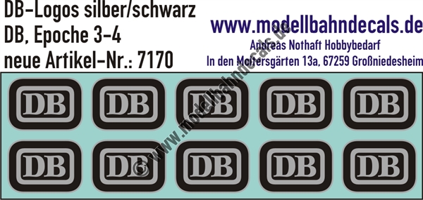 Nass-Schiebebilder: 10 Stück DB-Logo Schwarz/Silber. Artikel-Nummer: 7170