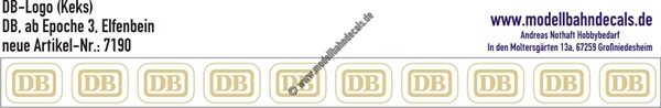 Nass-Schiebebilder: 10 Stück DB-Logo Elfenbein (RAL 1014). Artikel-Nummer: 7190