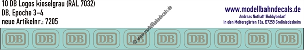 Nass-Schiebebilder: 10 Stück DB-Logo Kieselgrau (RAL 7032). Artikel-Nummer: 7205