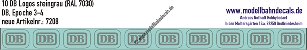 Nass-Schiebebilder: 10 Stück DB-Logo Steingrau (RAL 7030). Artikel-Nummer: 7208