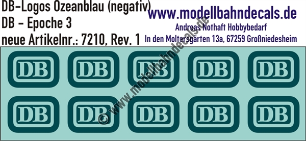 Nass-Schiebebilder: 10 Stück DB-Logo Ozeanblau (RAL 5020) - Negativdarstellung!. Artikel-Nummer: 7210