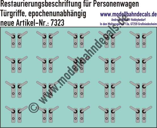 Nass-Schiebebilder: Restaurierungs-Decals für Personenwagen (Türgriffe). Artikel-Nummer: 7323