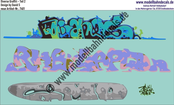 "Nass-Schiebebilder: Graffiti-Set 2, Design by David S. Artikel-Nummer: 7401"