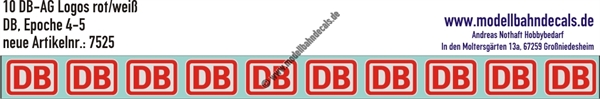 Nass-Schiebebilder: DB-AG Logo Rot/Weiss. Artikel-Nummer: 7525