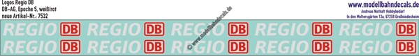 Nass-Schiebebilder: Regio DB Weiss/Rot. Artikel-Nummer: 7532
