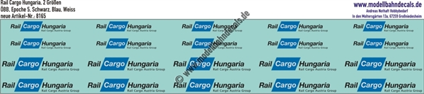 "Nass-Schiebebilder: Rail Cargo Hungaria (Schwarz, Blau, Weiss), 2 Größen. Artikel-Nummer: 8165"