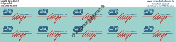 Nass-Schiebebilder: Logos CD-Cargo (Blau/Rot). Artikel-Nummer: 8170