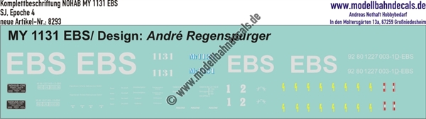 Nass-Schiebebilder: Lok-Komplettbeschriftung Nohab MY 1131 EBS. Artikel-Nummer: 8293