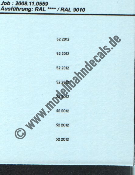 "Nass-Schiebebilder: Sonderangebot Spur N: Loknummern Schwarz für 52 2012, 2 Schriftvarianten Artikel-Nummer: 8653"