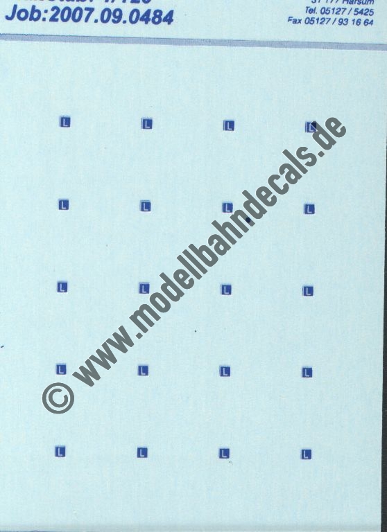 Nass-Schiebebilder: Sonderangebot Spur TT: L-Schilder (Weiss auf Blau) für Fahrschulfahrzeuge Artikel-Nummer: 8676
