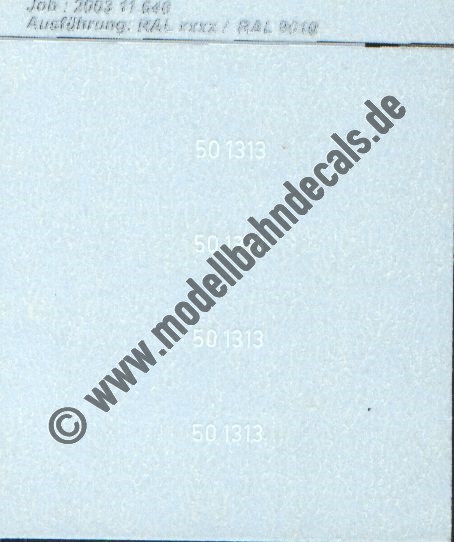 "Nass-Schiebebilder: Sonderangebot Spur H0: Loknummern 50 1313, Weiss, DIN-Normschrift Artikel-Nummer: 8689"