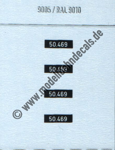 "Nass-Schiebebilder: Sonderangebot Spur H0: Loknummern 50.469, Weiss auf Schwarz, österreichische Schreibweise mit Punkt Artikel-Nummer: 8691"