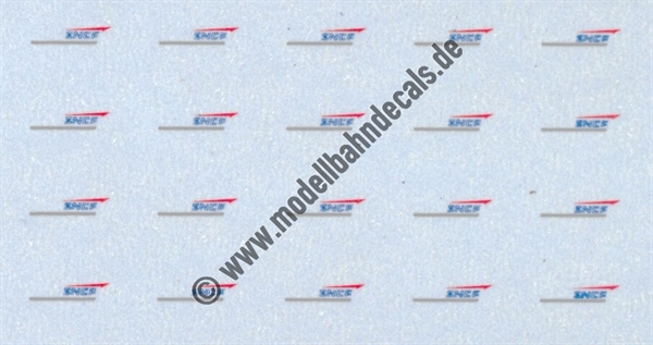 "Nass-Schiebebilder: Sonderangebot Spur N: SNCF-Logo Grau/Blau/Rot, Verwendung von 1992 bis 2005 Artikel-Nummer: 8746"