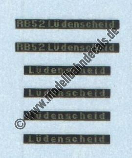 Nass-Schiebebilder: Sonderangebot Spur H0: Zugzielanzeigen in zwei Breiten: (RB52) Lüdenscheid Artikel-Nummer: 8789
