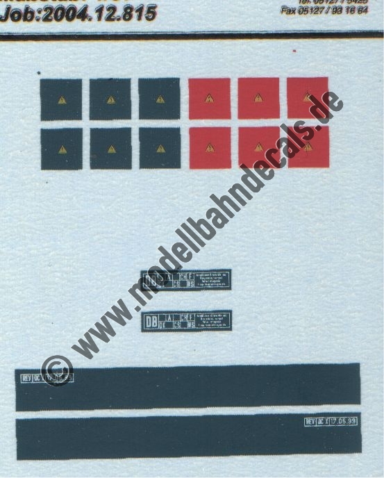 "Nass-Schiebebilder: Sonderangebot Spur H0: Lok-Zusatzanschriften Elektrowarnpfeile, RIC-Raster, REV-Daten mit Hintergrund Artikel-Nummer: 8863"