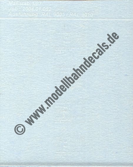 Nass-Schiebebilder: Sonderangebot Spur H0: Dampflok-Gewichtsangaben Artikel-Nummer: 8874