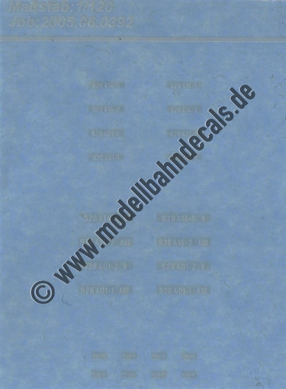 Nass-Schiebebilder: Sonderangebot Spur TT: Lok-Nummern 628/928 mit Beheimatungen (Leipzig) - alle Anschriften Weiss Artikel-Nummer: 8961