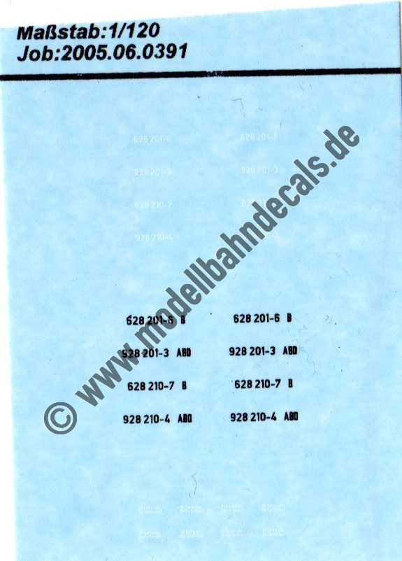 Nass-Schiebebilder: Sonderangebot Spur TT: Lok-Nummern 628/928 mit Beheimatungen (Leipzig) - Anschriften Schwarz und Weiss Artikel-Nummer: 8962