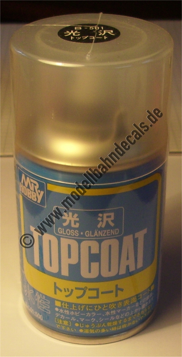 Klarlack, gebrauchsfertiges Spray, glänzend (Gunze TopCoat),88 ml Dose. Preis pro 1 Liter:  106,70 Euro (Pflichtangabe)