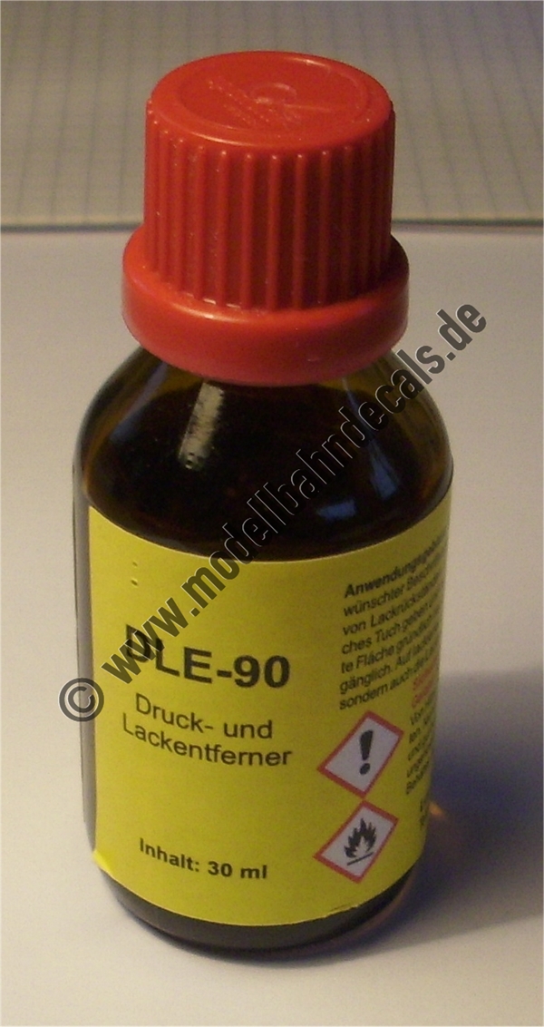 Lux DLE-90 (Druck- und Lackentferner), 30 ml Glas. Preis pro 1 Liter: 200,00 Euro (Pflichtangabe)