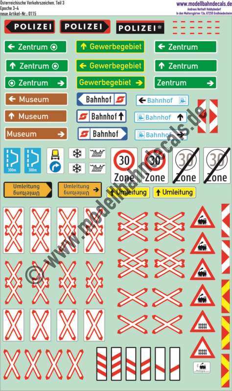 Aufkleber: Österreichische Verkehrszeichen Teil 3, Epoche 3-6. Artikel-Nummer: 0115