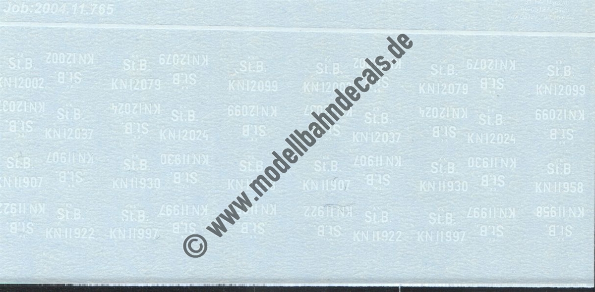 Nass-Schiebebilder: Sonderangebot Spur H0: diverse Lok(?)-Nummern der St.B.  Artikel-Nummer: 18020