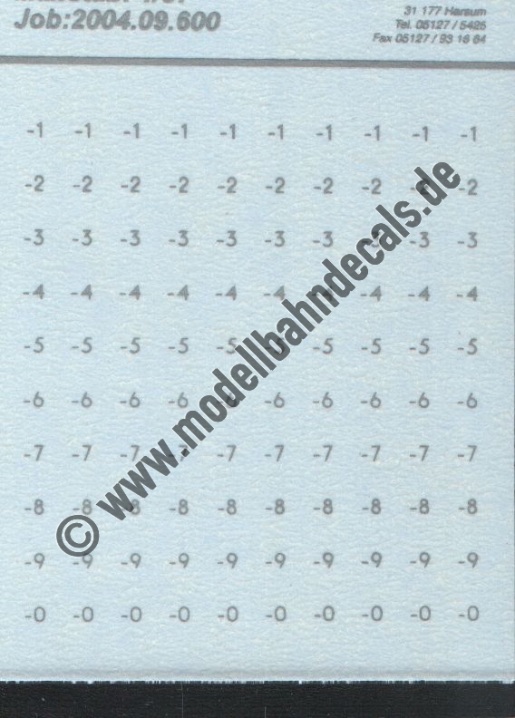 Nass-Schiebebilder: Sonderangebot Spur H0: Ziffern 0 bis 9 Silber Artikel-Nummer: 18085