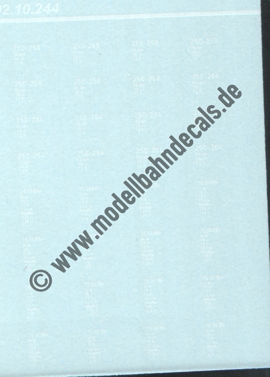 "Nass-Schiebebilder: Sonderangebot Spur TT: Personenwagen-Nummern DR Epoche 3 B4üp, C4üp, Weiss Artikel-Nummer: 18120"