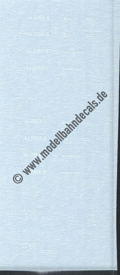 "Nass-Schiebebilder: Sonderangebot Spur TT: Lok-Komplettbeschriftung DR, Epoche 4, 44 2350-5/44 0858-9, Weiss Artikel-Nummer: 18126"