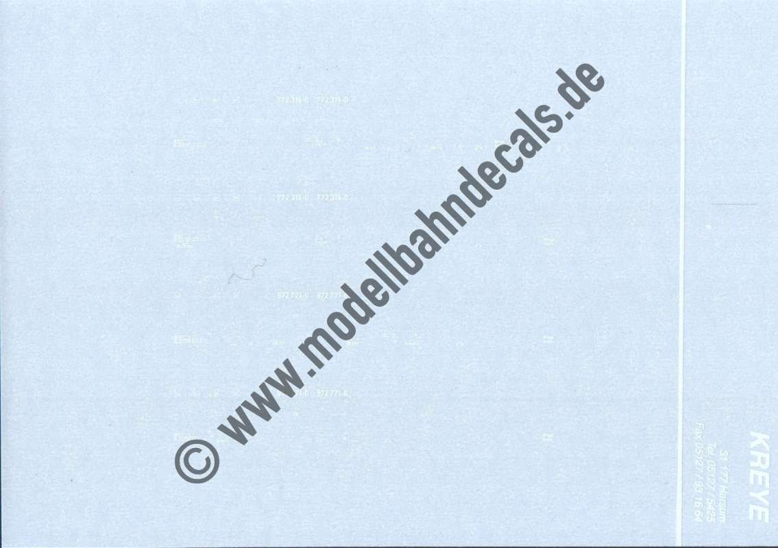 Nass-Schiebebilder: Sonderangebot Spur H0: Komplettbeschriftungen für BR 772/972 (Ferkeltaxe), DR, Epoche 4, Artikel-Nummer: 18228
