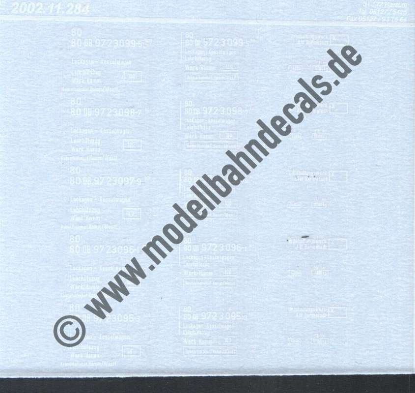 Nass-Schiebebilder: Sonderangebot Spur H0: Komplettbeschriftungen für Übungskesselwagen, DB, Epoche 4, Artikel-Nummer: 18229